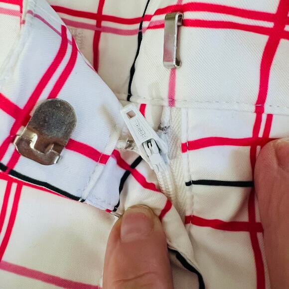 IZOD Golf Tennis Skort White Pink Blue Grid UPF 50 Stretch Sporty Size 14 - Picture 6 of 10